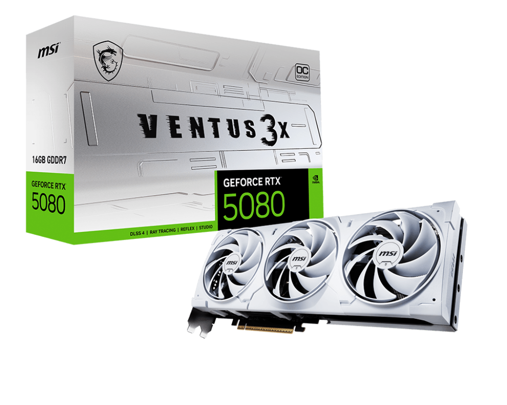 PLACA DE VIDEO MSI GEFORCE RTX 5080 VENTUS 3X OC WHITE 16GB