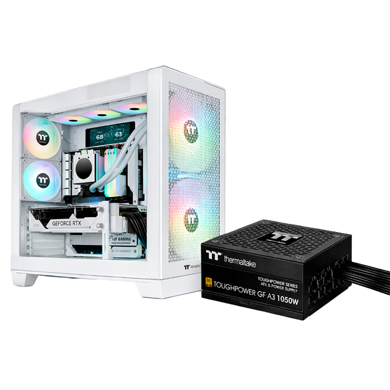 Gabinete THERMALTAKE View 390 + 1050W 80+ Gold White Edition