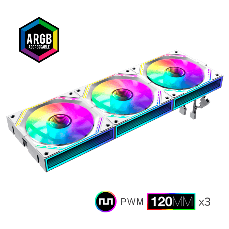FAN COOLER GAMEMAX MAGNETICOS REVERSO PACK X3 120MM ARGB