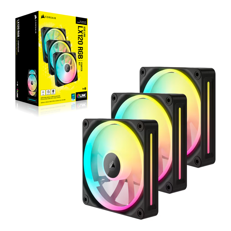 FAN Cooler CORSAIR LX120 ICUE LINK RGB 120MM Black Pack x3