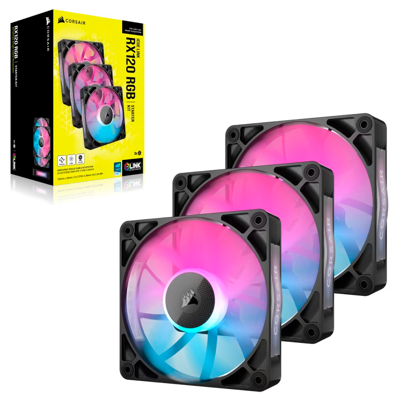 FAN COOLER CORSAIR RX120 ICUE LINK RGB 120MM BLACK PACK X3