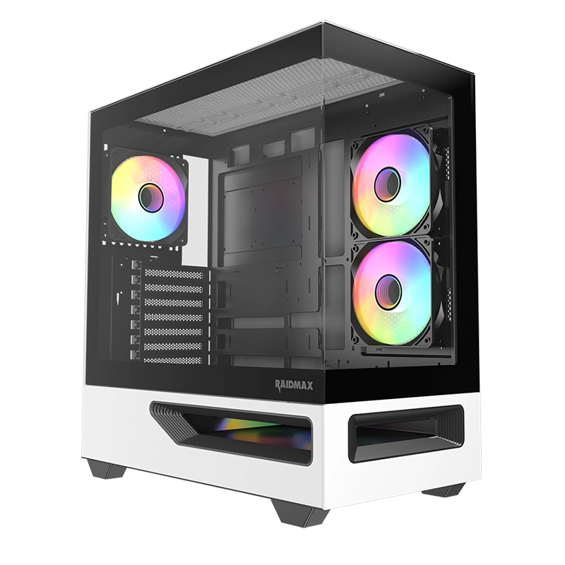 Gabinete RAIDMAX Hurrikan H200 E-ATX x3 Fans ARGB White/Black