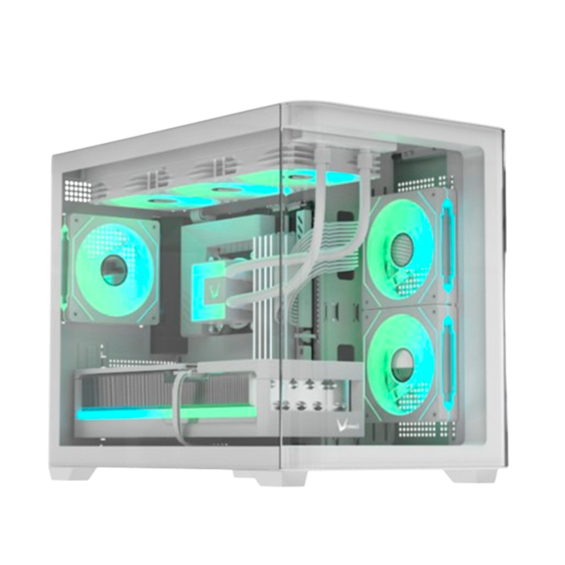 Gabinete FORMULA V Crystal U2M Floe White 3 Fans ARGB M-ATX