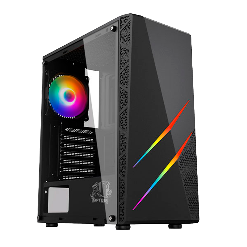 Gabinete RAPTOR Blaze Force TG Fan x1 RGB W/Button Control