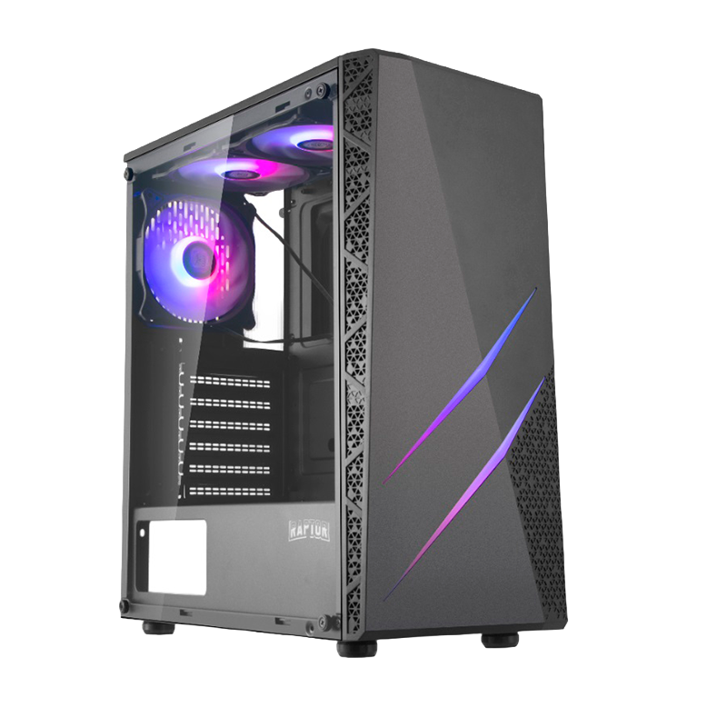 Gabinete RAPTOR Blaze Force V2 TG Fans x3 RGB W/Button Control