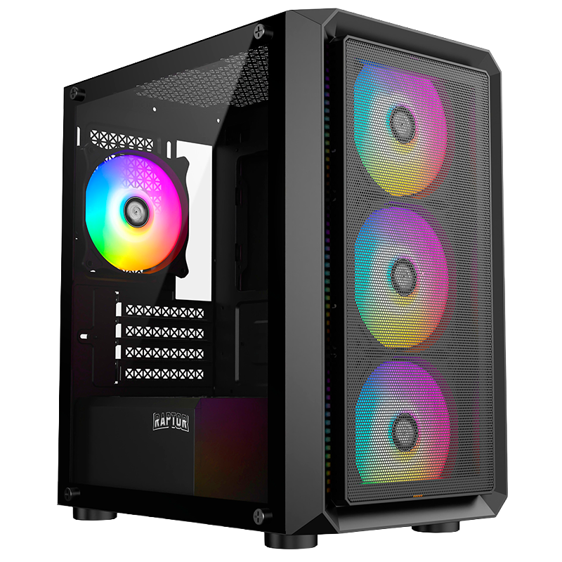 Gabinete RAPTOR Infinity Mesh TG x4 Fans RGB