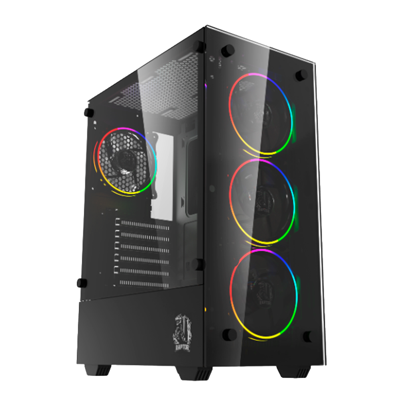 Gabinete RAPTOR Sentinel TG x4 Fans RGB W/Button Control