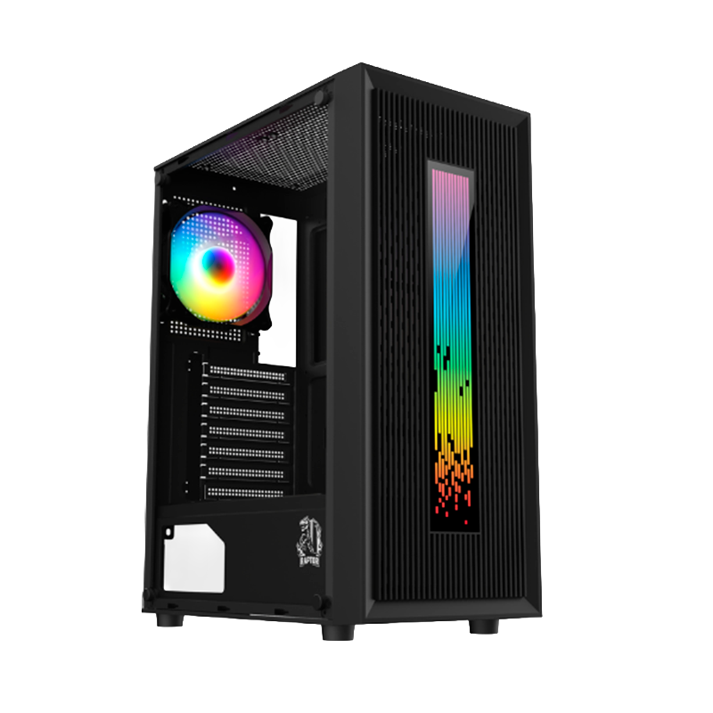 GABINETE RAPTOR VORTEX TG X1 FAN + LED FRONT W/BUTTON CONTROL
