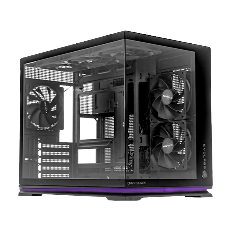 GABINETE GAMER EVOLABS LUMA DARK DUAL CHAMBER X6 FANS DARK M-ATX