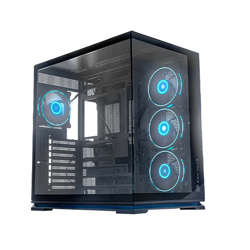 GABINETE GAMER EVOLABS LUMA X DUAL CHAMBER X4 FANS ARGB ATX