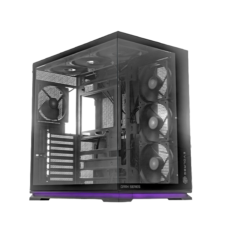 GABINETE GAMER EVOLABS LUMA X DARK DUAL CHAMBER X6 FANS DARK ATX