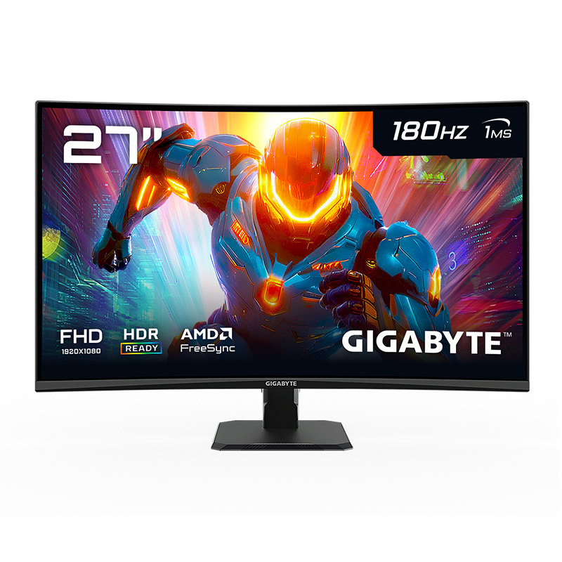 MONITOR GAMER GIGABYTE 27" 180HZ FHD 1MS CURVO VA GAMING HDR GS27FC