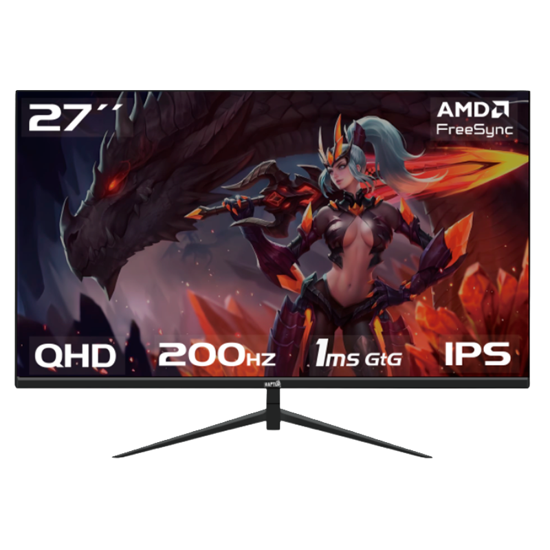 Monitor Gamer RAPTOR 27" 200Hz 1440P QHD IPS 1MS Frameless Hawk Eye
