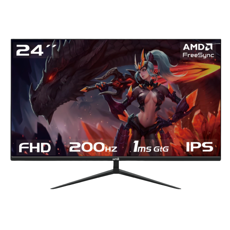 MONITOR GAMER RAPTOR 24" 200HZ FHD IPS 1MS FRAMELESS HAWK EYE