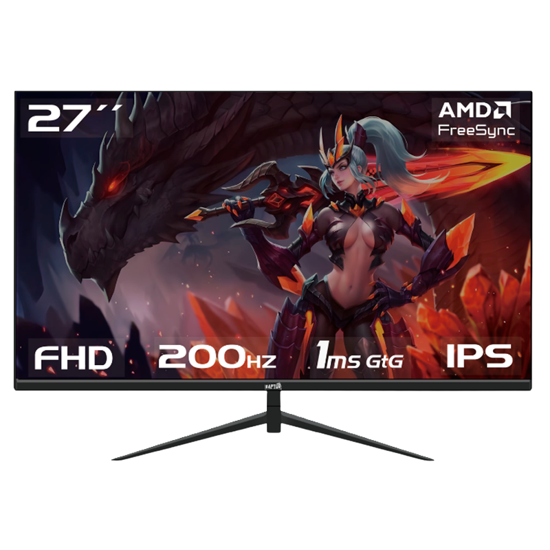 MONITOR GAMER RAPTOR 27" 200HZ FHD IPS 1MS FRAMELESS HAWK EYE