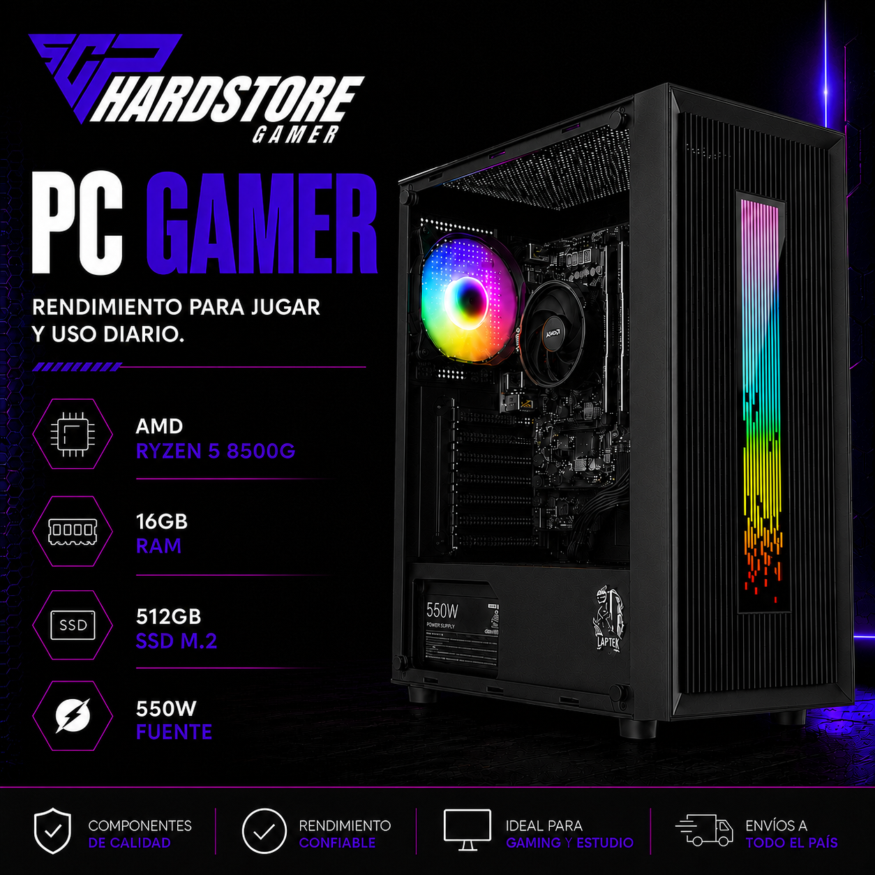 PC Gamer AMD Ryzen 5 8500G 16GB 512GB SSD M.2