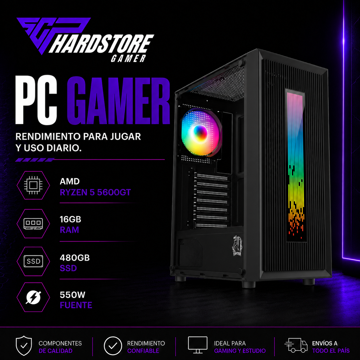 PC Gamer AMD Ryzen 5 5600GT 16GB 480GB SSD
