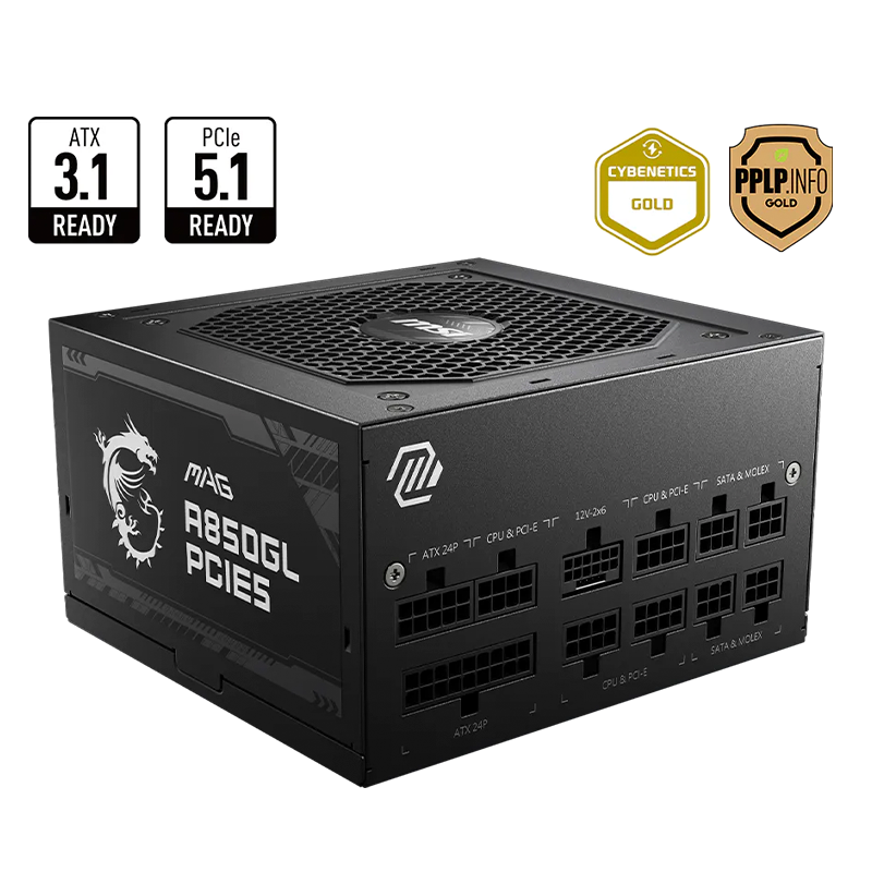 FUENTE MSI MAG 850W 80 PLUS GOLD FULL MODULAR A850GL PCIE 5.1