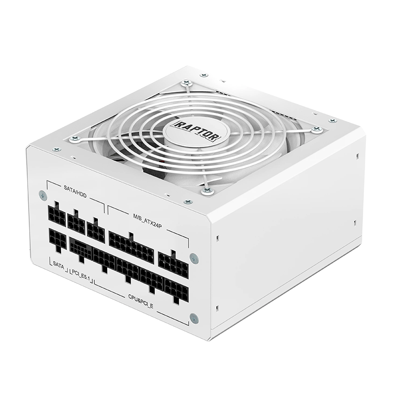 Fuente RAPTOR VOLT 1000W 80 Plus Gold Full Modular Blanca PCIE 5.1