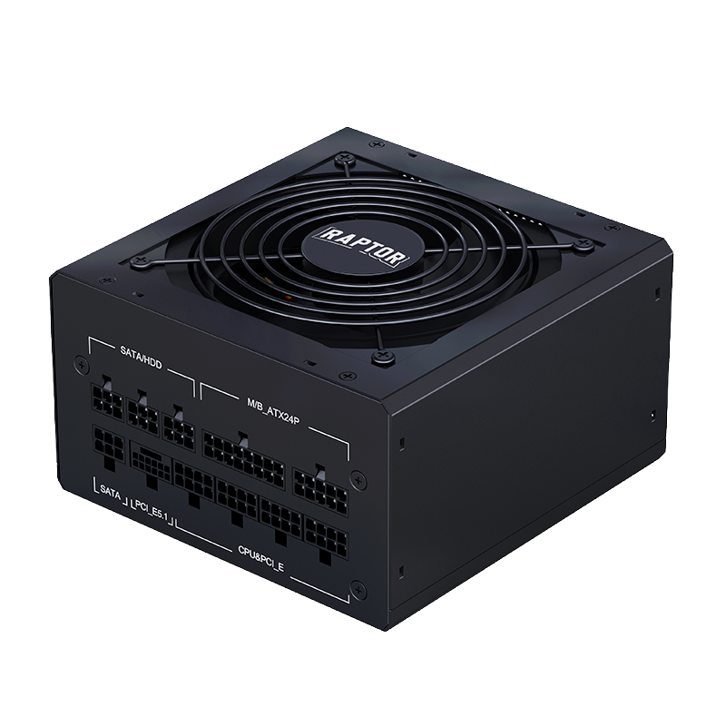 FUENTE RAPTOR VOLT 1000W 80 PLUS GOLD FULL MODULAR NEGRA PCIE 5.1
