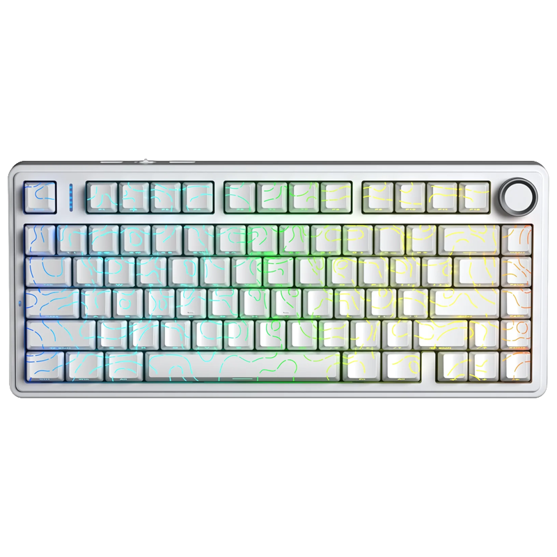 Teclado AULA F75 Mecánico Inalámbrico Rgb con rayas blanco 75%