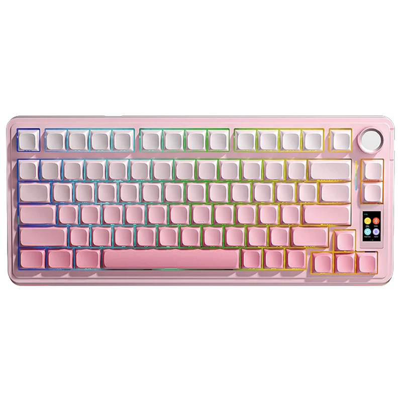 Teclado AULA S75 Pro Wireless Trimodo Sw Star Vector Pink White Degrade 75%