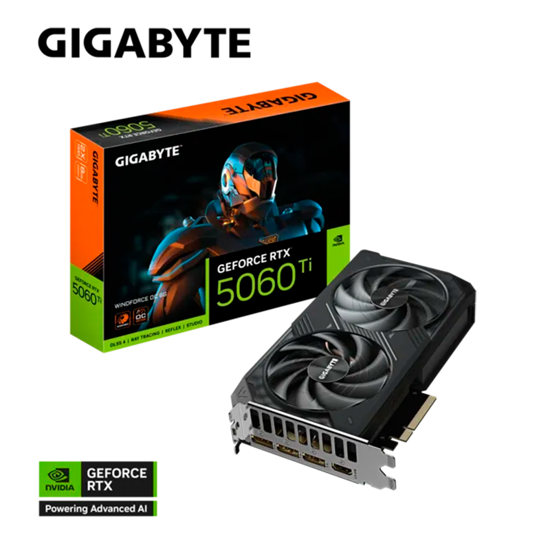 Placa de Video GIGABYTE GeForce RTX 5060 Ti Windforce OC 8GB