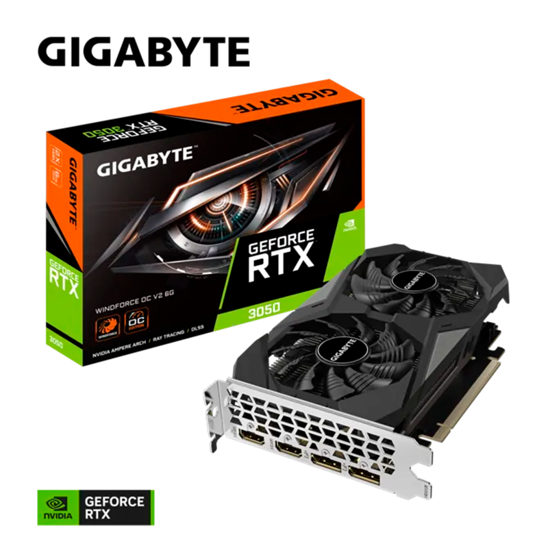 Placa de Video GIGABYTE GeForce RTX 3050 Windforce OC V2 6GB