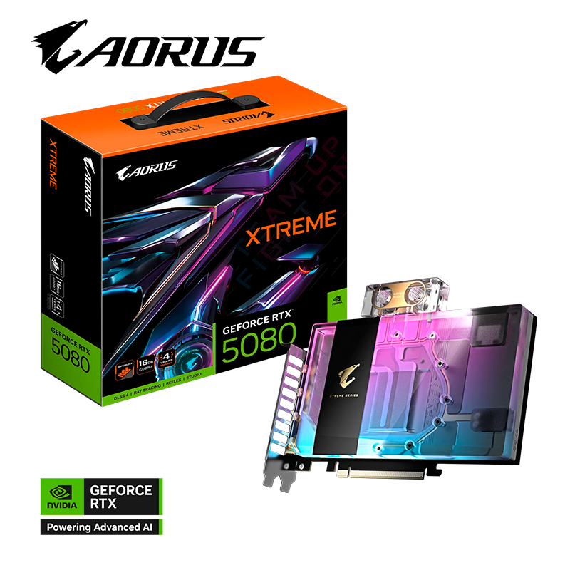 Placa de Video GIGABYTE GeForce RTX 5080 Aorus Xtreme WaterForce WB 16GB