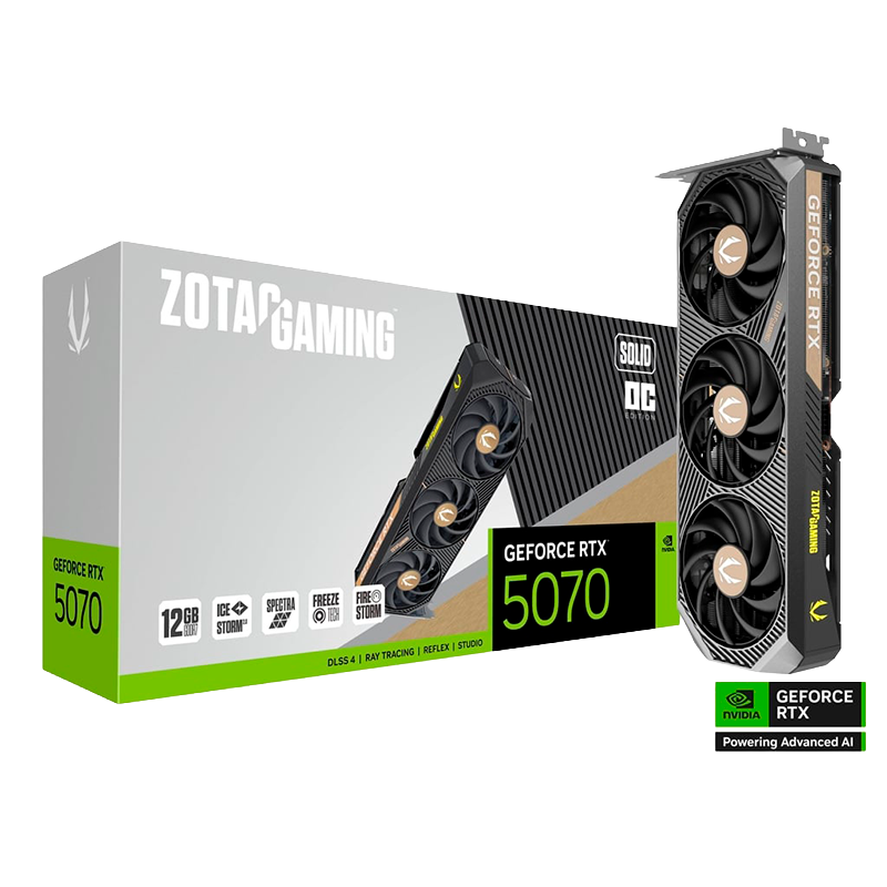 PLACA DE VIDEO ZOTAC GEFORCE RTX 5070 SOLID OC 12GB
