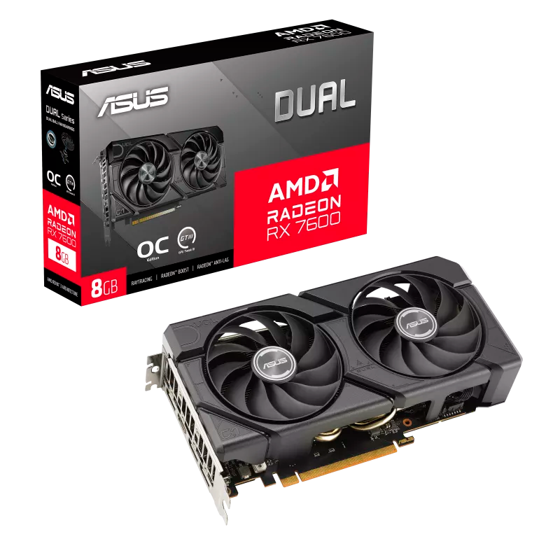 Placa de Video ASUS Radeon RX 7600 Dual Evo OC 8GB