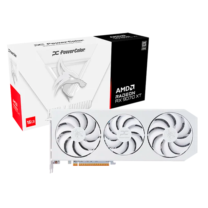 PLACA DE VIDEO POWERCOLOR RADEON RX 9070 XT HELLHOUND SPECTRAL WHITE 16GB