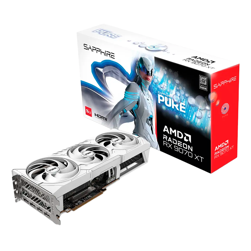 PLACA DE VIDEO SAPPHIRE RADEON RX 9070 XT PURE WHITE 16GB