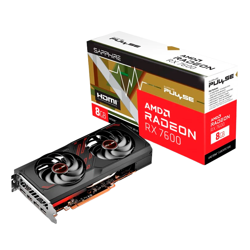 PLACA DE VIDEO SAPPHIRE RADEON RX 7600 PULSE OC 8GB