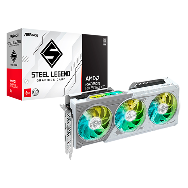 PLACA DE VIDEO ASROCK RADEON RX 9060 XT STEEL LEGEND OC WHITE 8GB