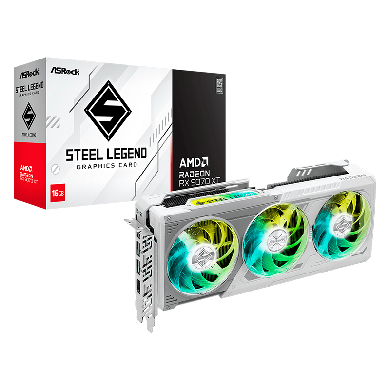 PLACA DE VIDEO ASROCK RADEON RX 9070 XT STEEL LEGEND WHITE 16GB