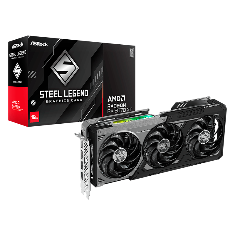 Placa de Video ASRock Radeon RX 9070 XT Steel Legend Dark 16GB