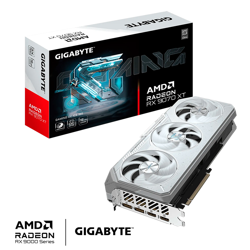 PLACA DE VIDEO GIGABYTE RADEON RX 9070 XT GAMING OC ICE 16GB