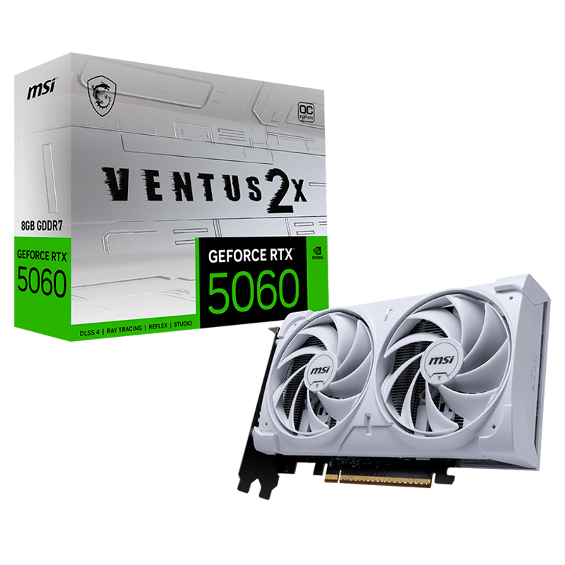PLACA DE VIDEO MSI GEFORCE RTX 5060 VENTUS 2X OC 8GB WHITE