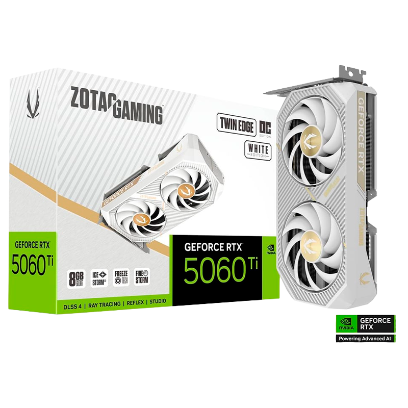 Placa de Video ZOTAC GeForce RTX 5060 Ti Twin Edge White OC 8GB