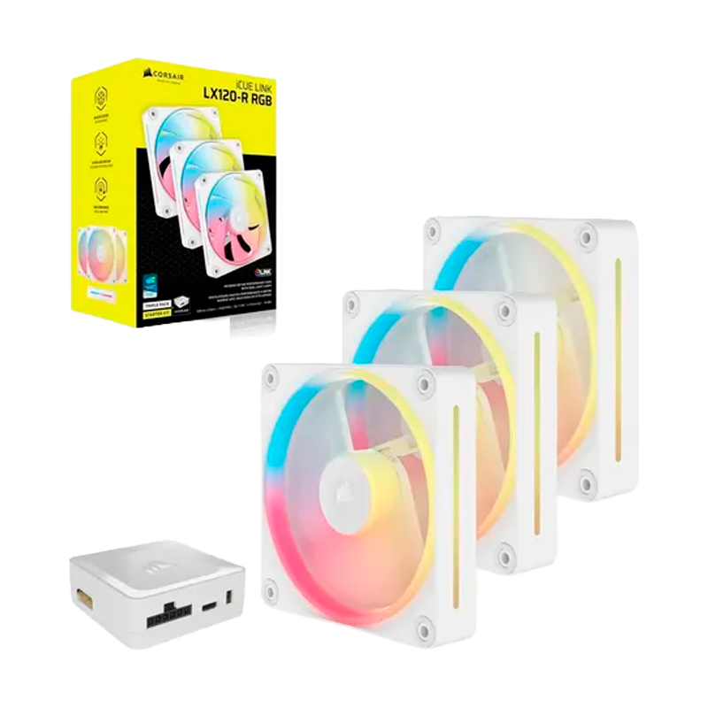 FAN COOLER CORSAIR LX120-R REVERSE ICUE LINK RGB 120MM WHITE PACK X3