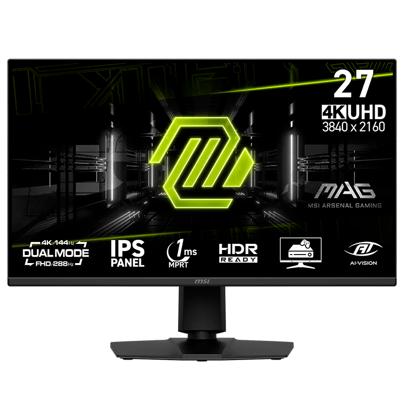 Monitor Gamer MSI MAG 27" 144Hz 4K IPS 1MS HDR DUAL MODE 4K/144Hz o FHD/288Hz Ai Vision 275UPD E14
