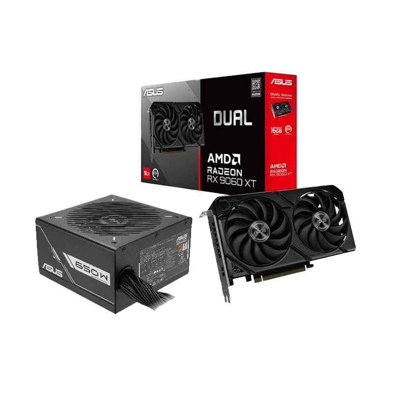 COMBO ASUS DUAL RADEON RX 9060 XT OC 16GB + PRIME 650W 80+ BRONZE BLACK