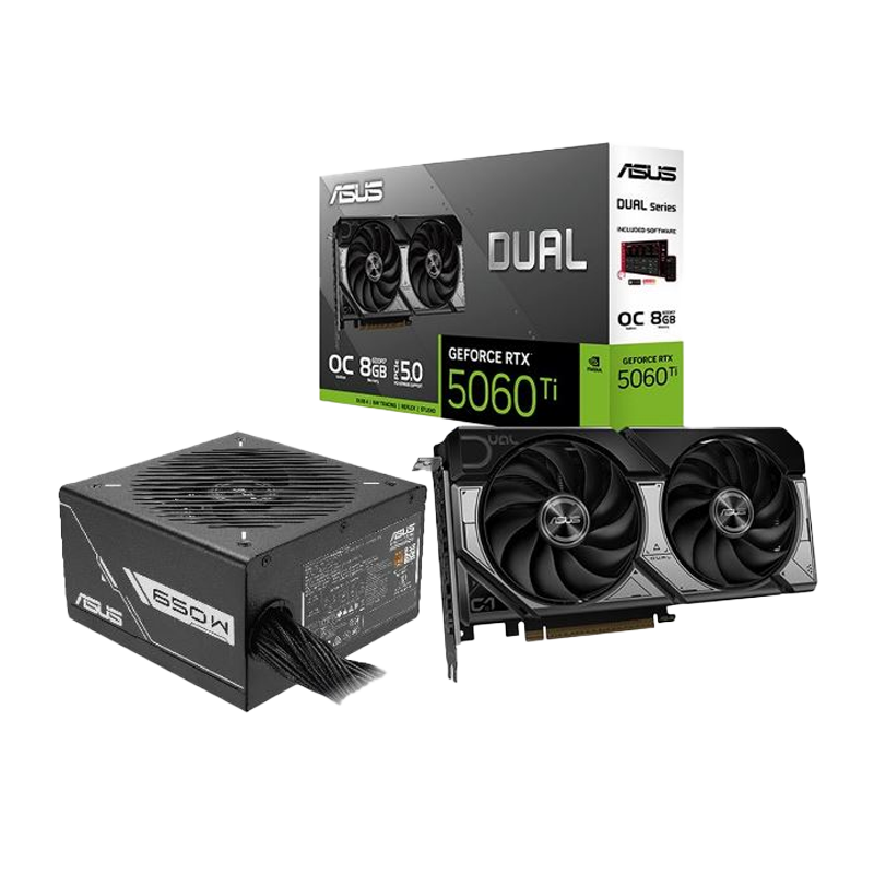 COMBO ASUS DUAL GEFORCE RTX 5060 TI OC 8GB + PRIME 650W 80+ BRONZE BLACK