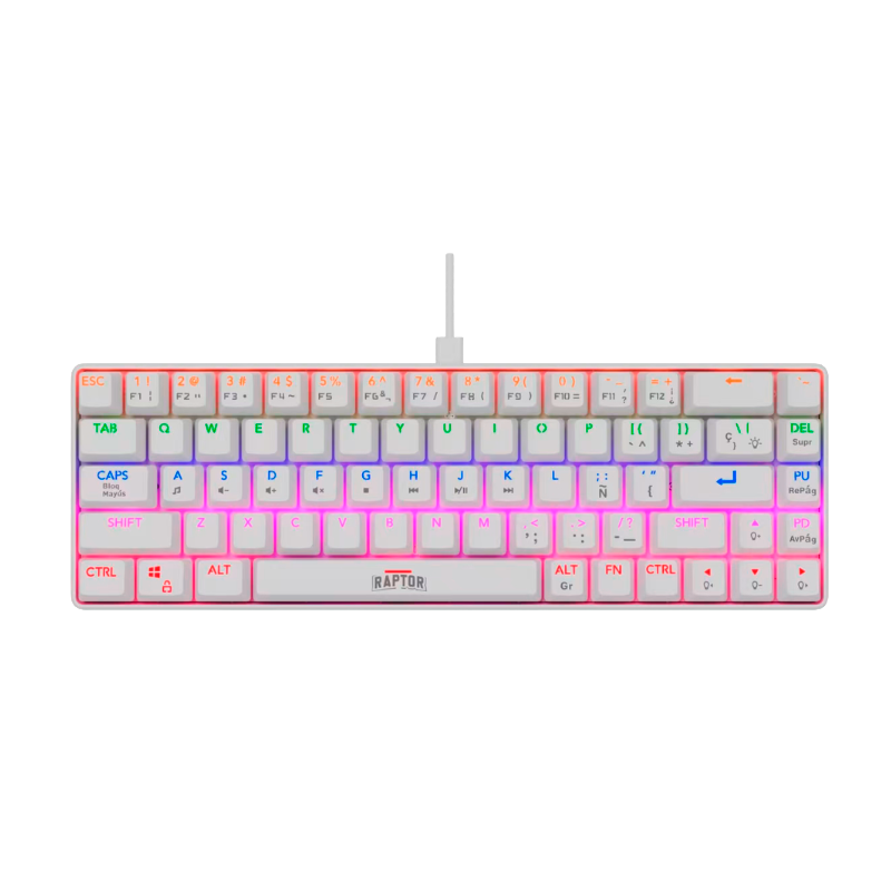 TECLADO RAPTOR FIRECLAW M68 MECANICO RETROILUMINADO SWITCH RED OUTEMU WHITE