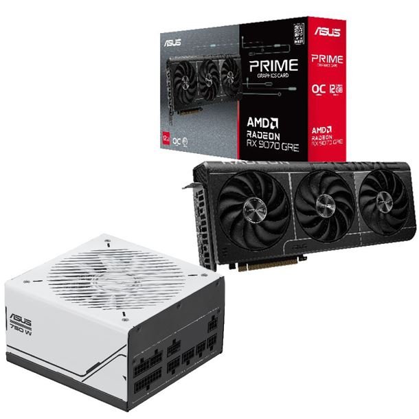 Combo ASUS PRIME Radeon RX 9070 GRE OC 12GB + ASUS 750W 80+ Gold AP-850G