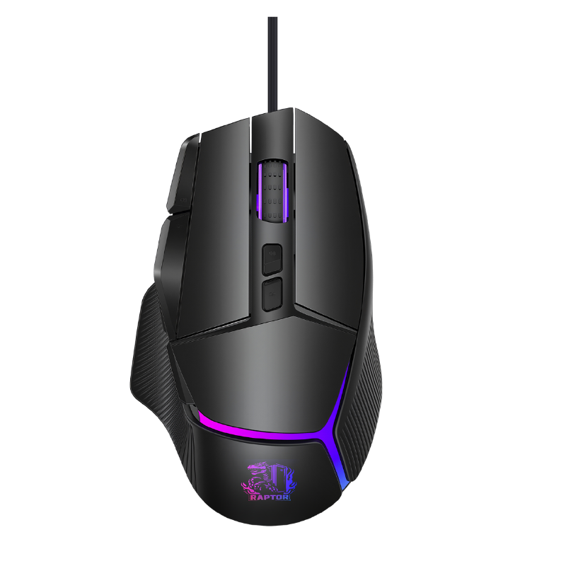 MOUSE RAPTOR STORM GRIP 9 BOTONES 8000 DPI RETROILUMINADO BLACK