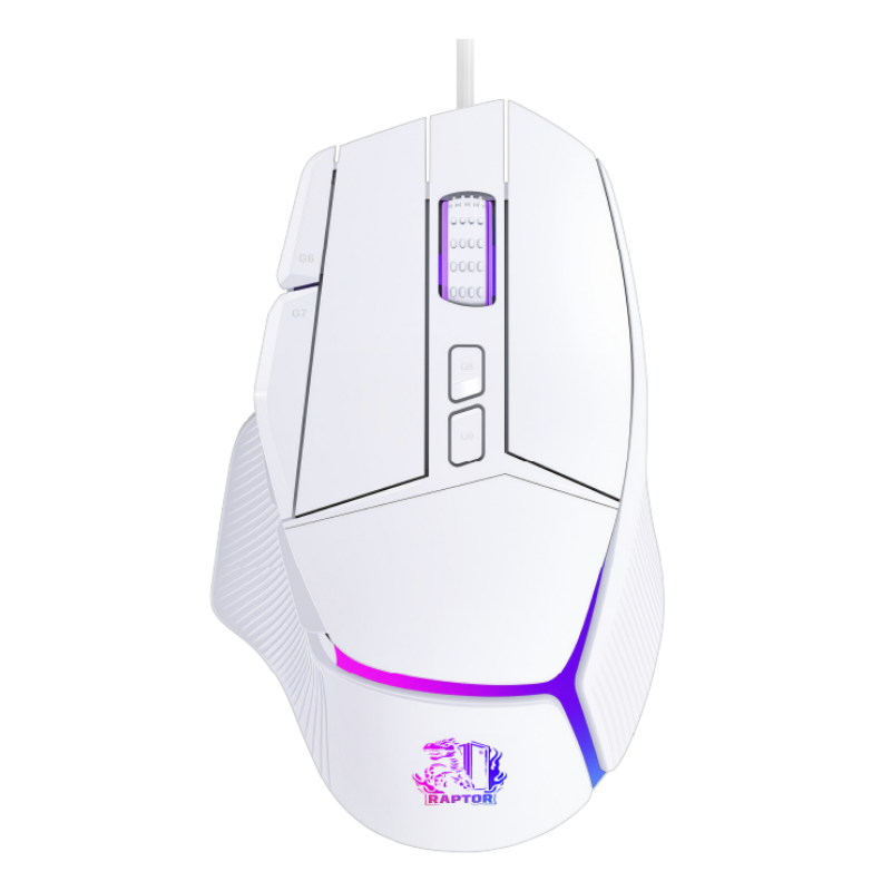 MOUSE RAPTOR STORM GRIP 9 BOTONES 8000 DPI RETROILUMINADO WHITE