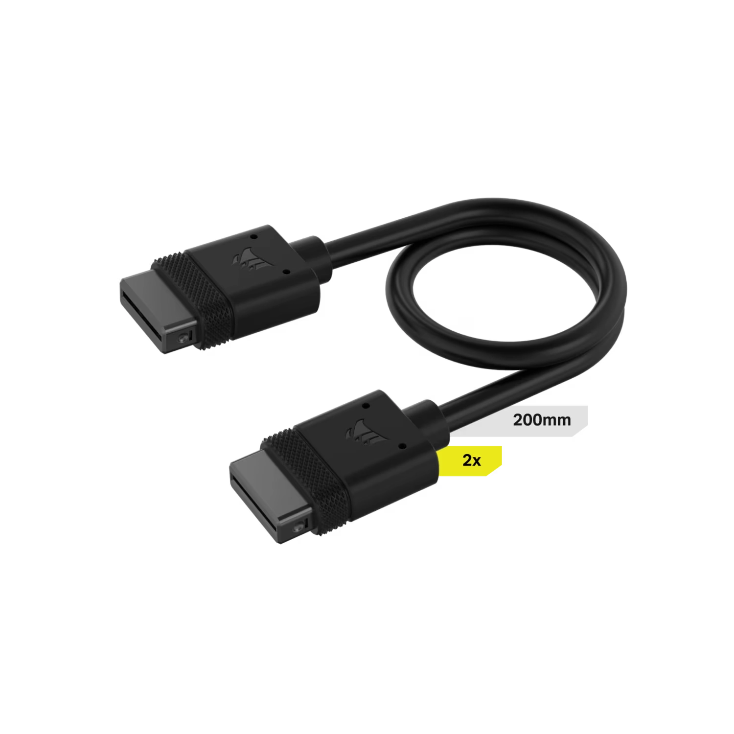 CABLE CORSAIR ICUE LINK 2X 200MM CON CONECTOR DERECHO NEGRO