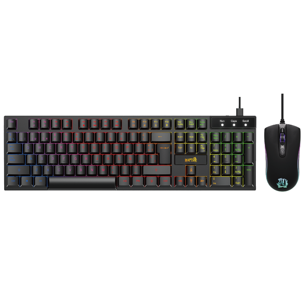 COMBO GAMER RAPTOR TECLADO MEMBRANA + MOUSE 4 BOTONES